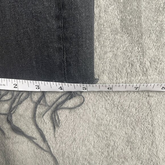 ZARA High Rise Straight Leg Jeans Women’s 0 Black Denim Raw Hem Y2K Dark Grunge - Picture 7 of 7